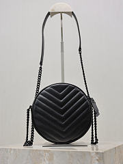 YSL Vinyle Round Camera Bag Black - 17x17x5.5cm - 4