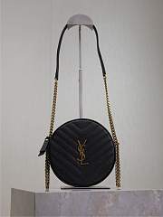 YSL Vinyle Round Camera Bag Black Gold Tone - 17x17x5.5cm - 1
