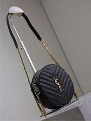 YSL Vinyle Round Camera Bag Black Gold Tone - 17x17x5.5cm - 6
