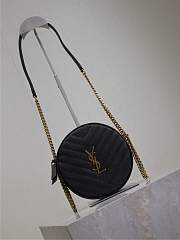 YSL Vinyle Round Camera Bag Black Gold Tone - 17x17x5.5cm - 4