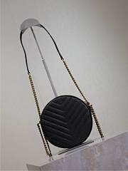 YSL Vinyle Round Camera Bag Black Gold Tone - 17x17x5.5cm - 3