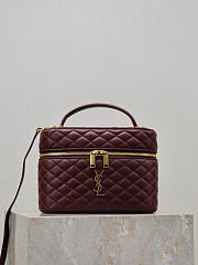 YSL Gaby Vanity Bag In Lamskin Leather Burgundy - 18x11x6.5cm - 1