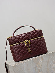 YSL Gaby Vanity Bag In Lamskin Leather Burgundy - 18x11x6.5cm - 4