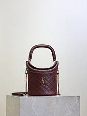 YSL Gaby Bucket Bag In Lambskin Burgundy - 19x17x15cm - 1