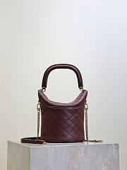 YSL Gaby Bucket Bag In Lambskin Burgundy - 19x17x15cm - 4