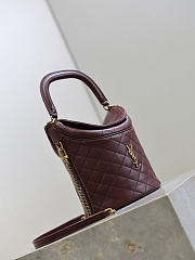 YSL Gaby Bucket Bag In Lambskin Burgundy - 19x17x15cm - 3