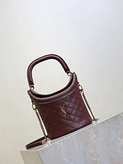 YSL Gaby Bucket Bag In Lambskin Burgundy - 19x17x15cm - 2
