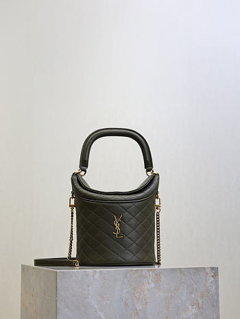 YSL Gaby Bucket Bag In Lambskin Green - 19x17x15cm