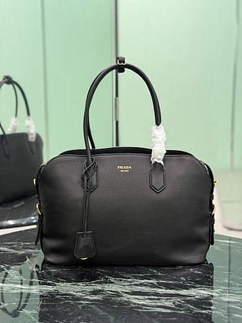 Prada Large Leather Tote Bag Black 1BG600 - 35×24.5×13.5cm