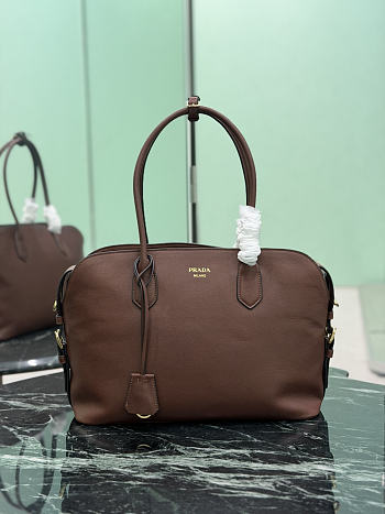 Prada Large Leather Tote Bag Brown 1BG600 - 35×24.5×13.5cm