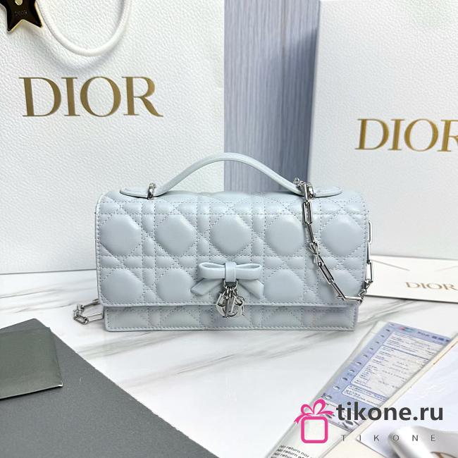 My Dior Mini Bag Ice Blue Cannage Lambskin Bow - 21x11.5x4.5cm - 1