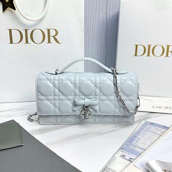 My Dior Mini Bag Ice Blue Cannage Lambskin Bow - 21x11.5x4.5cm