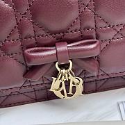My Dior Mini Bag Burgubdy Cannage Lambskin Bow - 21x11.5x4.5cm - 2