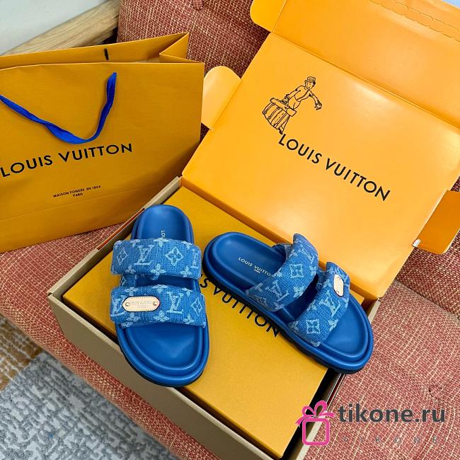 LV Pool Pillow Comfort Mule Denim Blue 1AJN76 - 1