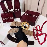 Gucci Belt with Interlocking G Buckle Beige GG Canvas 3.8cm - 6