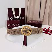 Gucci Belt with Interlocking G Buckle Beige GG Canvas 3.8cm - 4