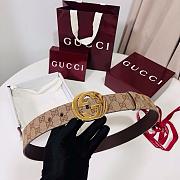 Gucci Belt with Interlocking G Buckle Beige GG Canvas 3.8cm - 5