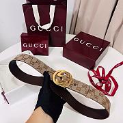 Gucci Belt with Interlocking G Buckle Beige GG Canvas 3.8cm - 3
