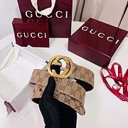 Gucci Belt with Interlocking G Buckle Beige GG Canvas 3.8cm - 2