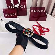 Gucci Leather Belt with Crystal Double G Buckle Black 3.8cm - 4