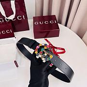 Gucci Leather Belt with Crystal Double G Buckle Black 3.8cm - 3