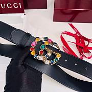 Gucci Leather Belt with Crystal Double G Buckle Black 3.8cm - 2