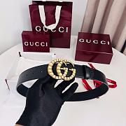 Gucci Leather Belt with Pearl Double G Buckle Black 3.8cm - 5