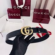 Gucci Leather Belt with Pearl Double G Buckle Black 3.8cm - 2