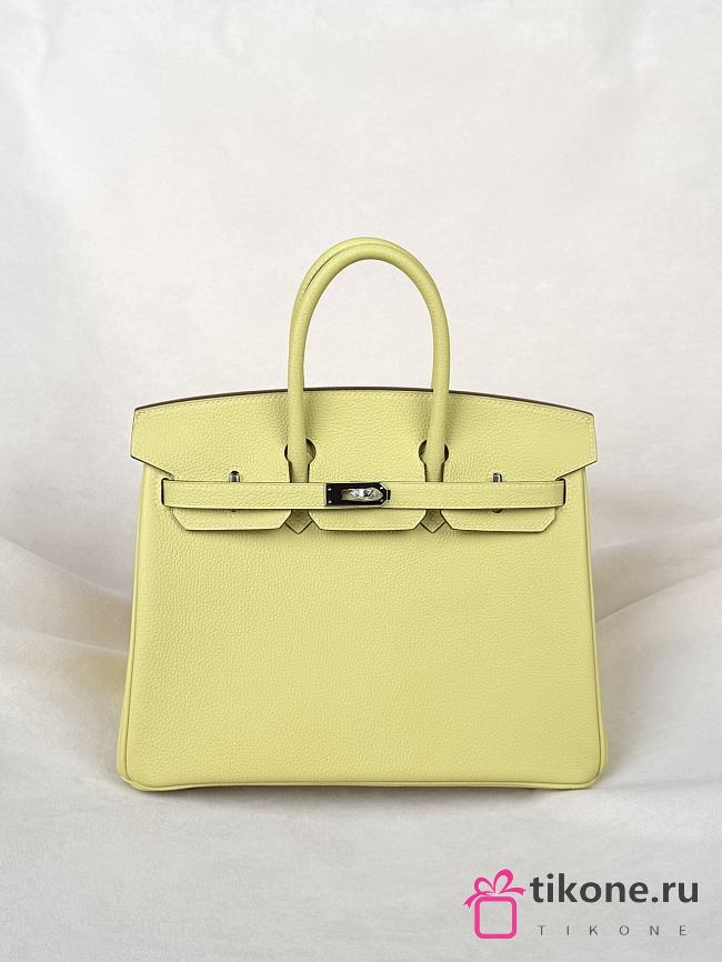 Hermes Birkin 25 Togo Leather Silver Hardware Pastel Yellow - 25x20x13cm - 1