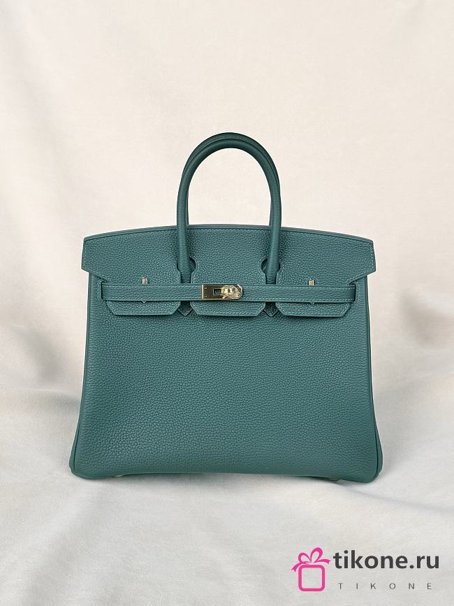 Hermes Birkin 25 Togo Leather Silver Hardware Green - 25x20x13cm - 1