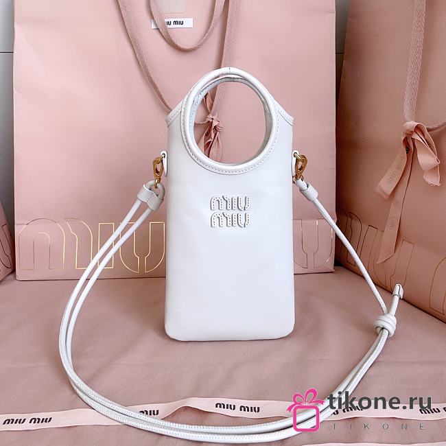 Miumiu Leather Smartphone Case White 5ZT080 - 21x12.5cm - 1