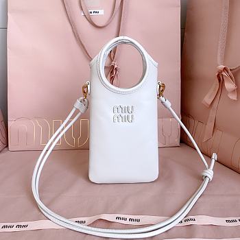 Miumiu Leather Smartphone Case White 5ZT080 - 21x12.5cm