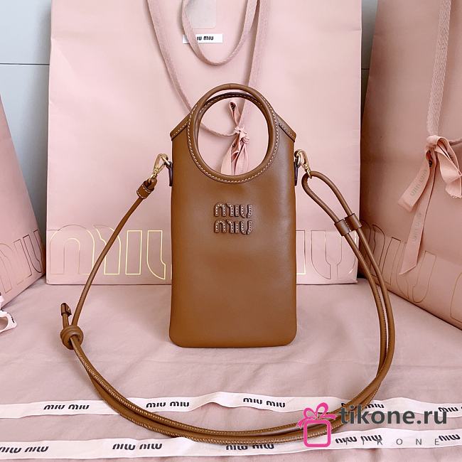 Miumiu Leather Smartphone Case Cognac 5ZT080 - 21x12.5cm - 1