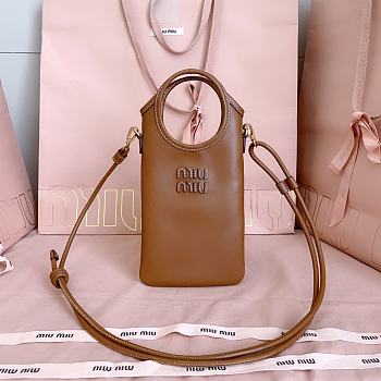 Miumiu Leather Smartphone Case Cognac 5ZT080 - 21x12.5cm