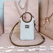 Miumiu Canvas and Leather Smartphone Case Natural 5ZT080 - 21x12.5cm - 5