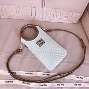 Miumiu Canvas and Leather Smartphone Case Natural 5ZT080 - 21x12.5cm - 2
