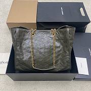 YSL Niki Medium Shopping In Vintage Leather Green Gold Tone - 33x27x14cm - 6
