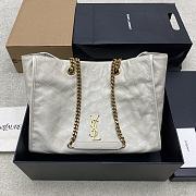 YSL Niki Medium Shopping In Vintage Leather White Gold Tone - 33x27x14cm - 1