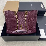 YSL Niki Medium Shopping In Vintage Leather Burgundy Gold Tone - 33x27x14cm - 1