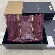 YSL Niki Medium Shopping In Vintage Leather Burgundy Gold Tone - 33x27x14cm - 6