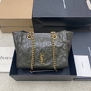 YSL Niki Small Shopping In Vintage Leather Green Gold Tone - 25x19x10cm - 5
