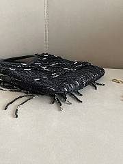 Miumiu Ivy Satin Handbag With Crystal And Sequin Fringe Black 5BA281 - 24x20cm - 6