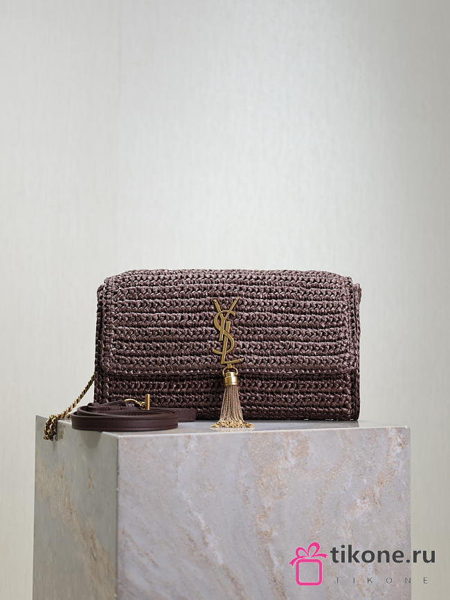 YSL Kate 99 Raffia Bag Brown - 26x13.5x4.5cm - 1