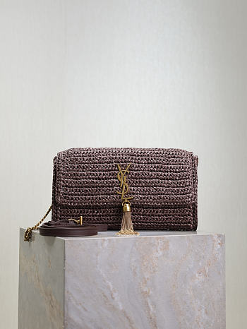 YSL Kate 99 Raffia Bag Brown - 26x13.5x4.5cm