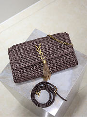 YSL Kate 99 Raffia Bag Brown - 26x13.5x4.5cm - 5