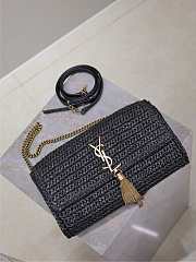 YSL Kate 99 Raffia Bag Black - 26x13.5x4.5cm - 6