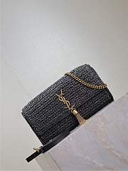 YSL Kate 99 Raffia Bag Black - 26x13.5x4.5cm - 2