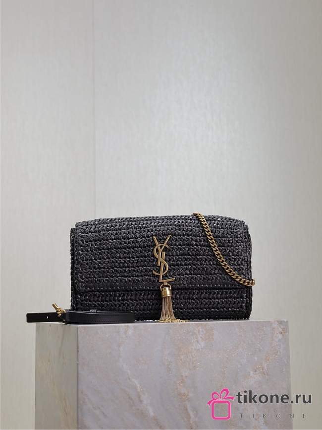 YSL Kate 99 Raffia Bag Black - 26x13.5x4.5cm - 1
