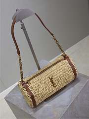 YSL Small Sade Raffia Shoulder Bag Natural - 30x12x10cm - 3