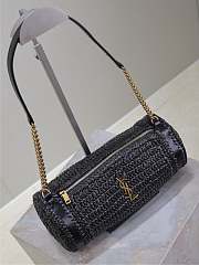 YSL Small Sade Raffia Shoulder Bag Black - 30x12x10cm - 2